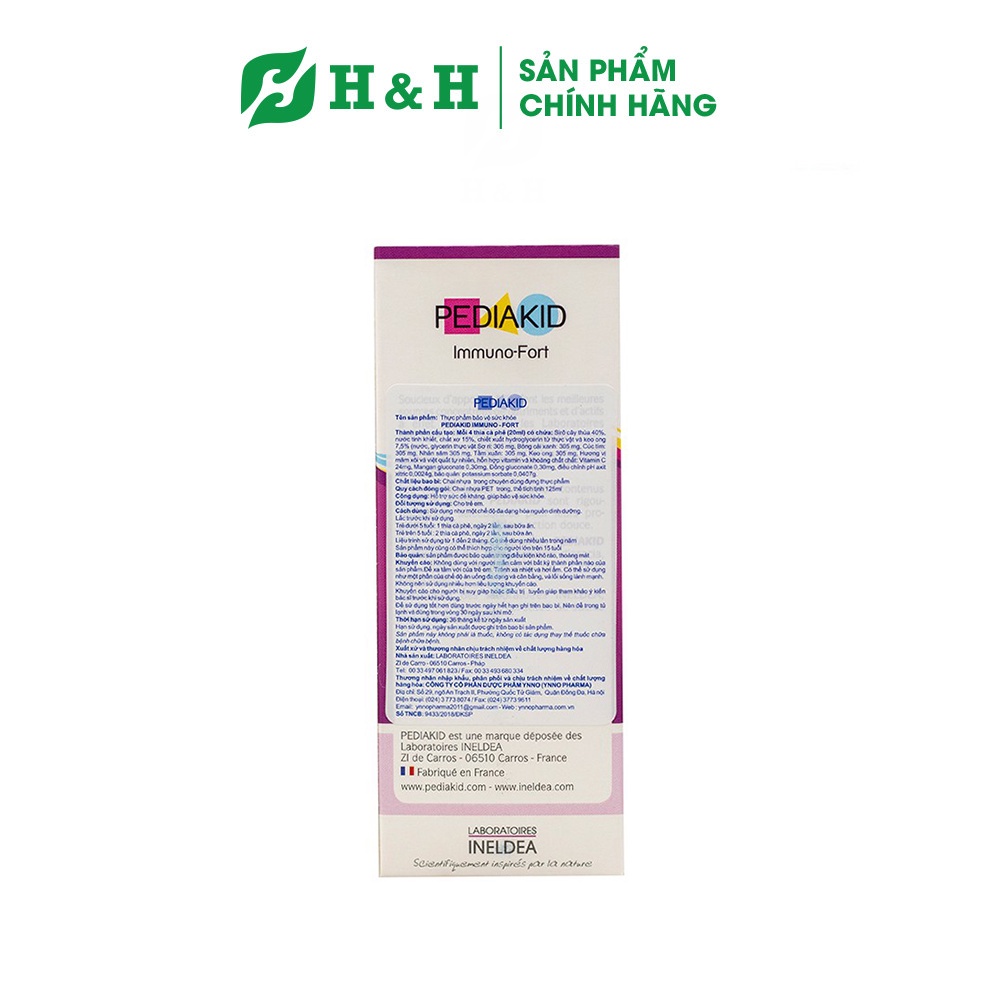 Siro PEDIAKID IMMUNO FORT giúp trẻ ăn ngon miệng, phát triển trí thông minh và tăng sức khỏe hệ miễn dịch - 125ml