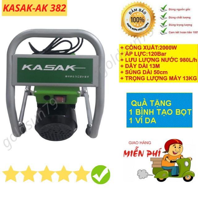 Máy rửa xe Mini KASAK- ak382 ( 2000W ) dùng cho gia đình áp lực cao công xuất mạnh [bảo hành 24 tháng]