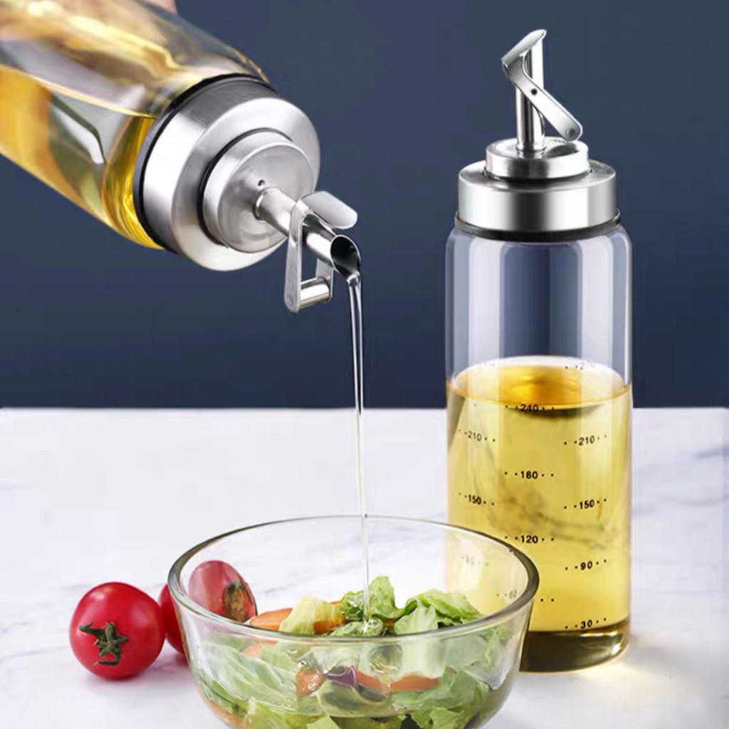 Chai lọ bình thủy tinh đựng dầu ăn nước măm thông minh tự động đóng mở nắp