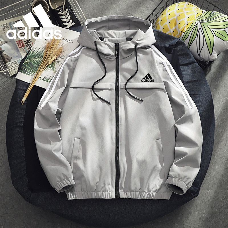 Adidas Áo Khoác Thể Thao Chống Gió Có Mũ Trùm Cá Tính Dành Cho Nam