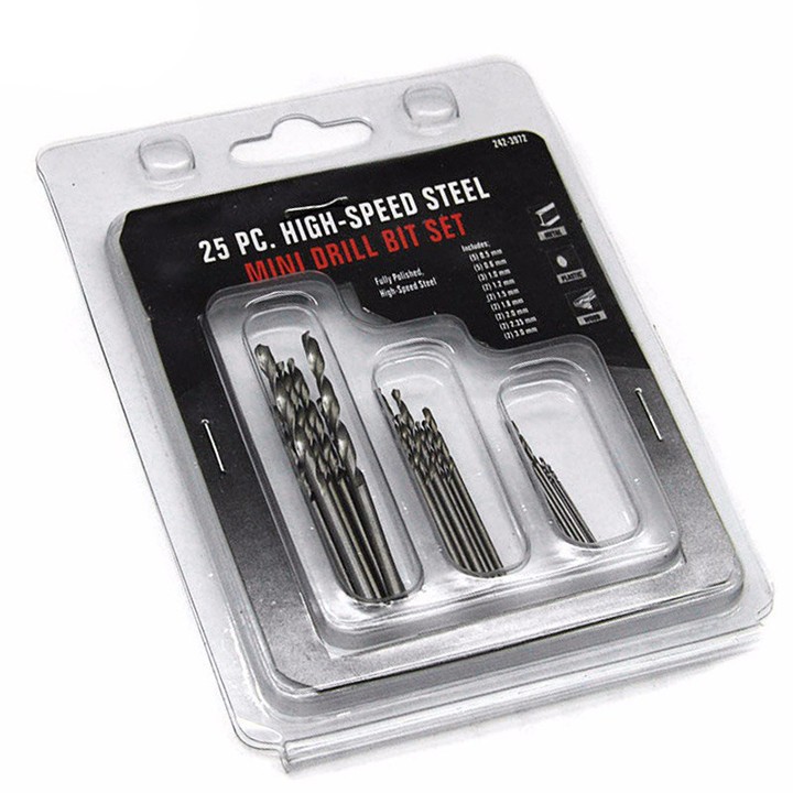 Bộ 25 mũi khoan mini dùng cho máy khoan mài mini 0.5-3mm