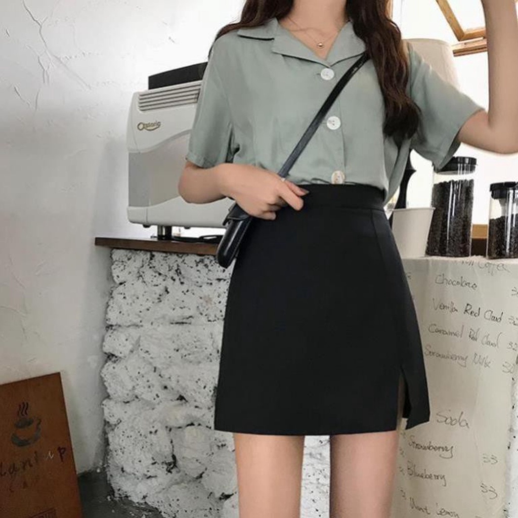 Chân Váy chữ A ngắn lưng cao xẻ tà MADELA 2 lớp dày dặn, Váy chữ A ngắn công sở xẻ tà  phong cách Hàn Quố | BigBuy360 - bigbuy360.vn