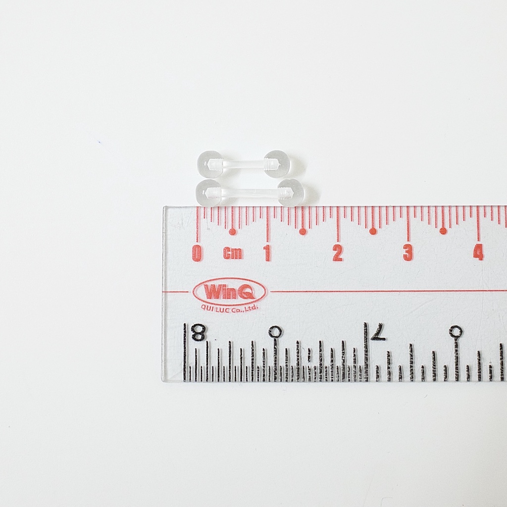 [1 Chiếc] Khuyên Tai Titan Unisex 2 Đầu Bi Trong Suốt Nhựa Không Gỉ Sét Không Ngứa Bông Tai Julies Box 66