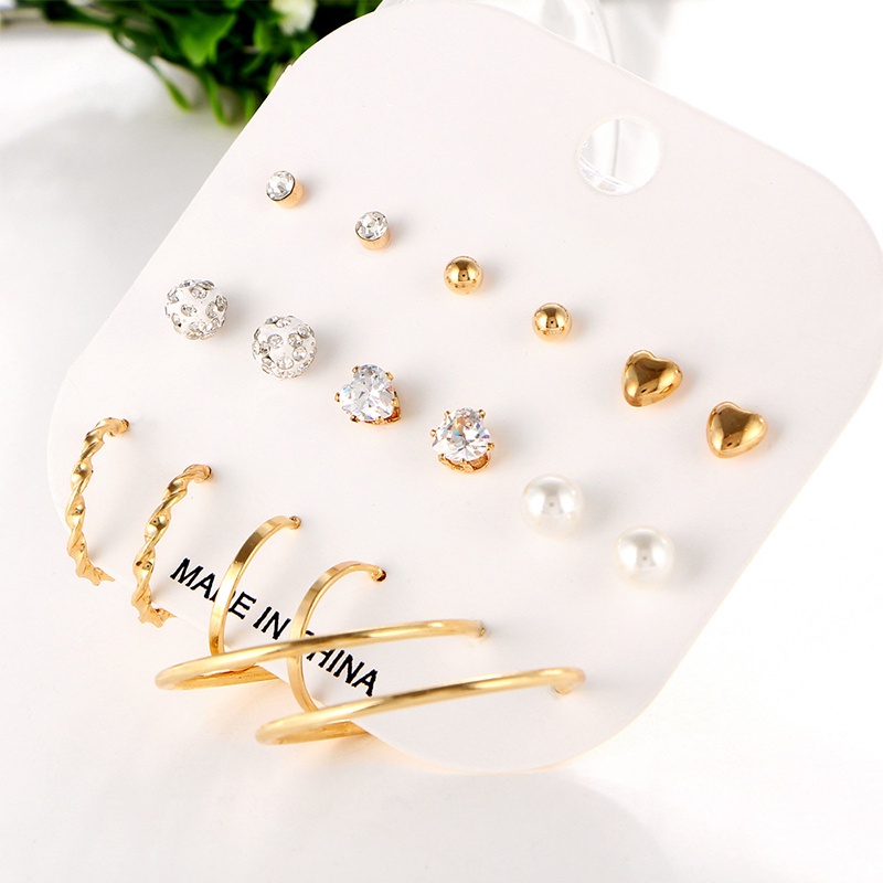 Set 18 Khuyên Tai Hợp Kim Đính Hạt Ngọc Trai Thời Trang 2022