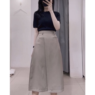 Chân váy vạt chéo nâu