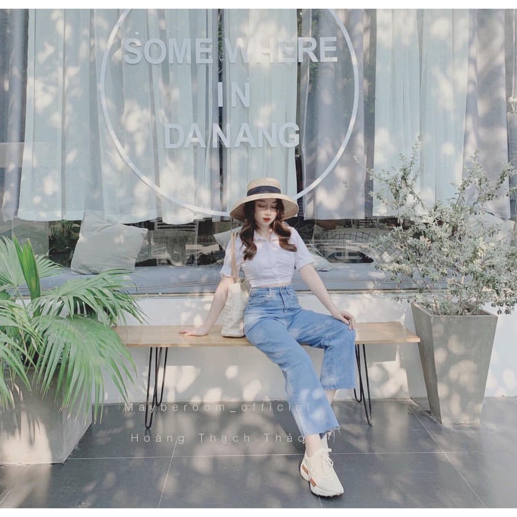 ÁO CROPTOP SƠ MI KẺ 6 MÀU - ÁO KIỂU CỔ VEST HỌA TIẾT CARO ULZZANG QC