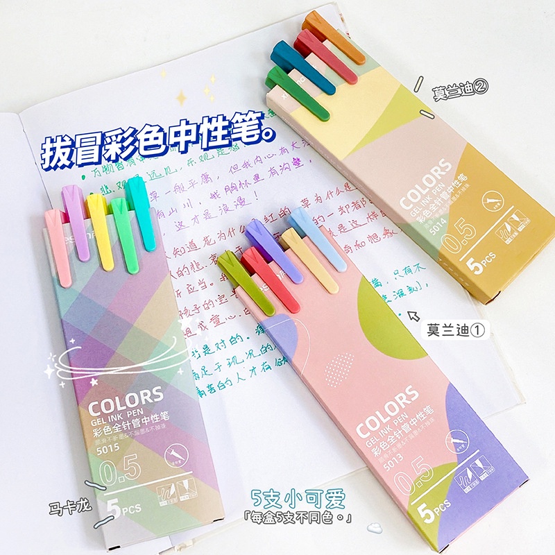 Bút Mực Gel Toàn Diện 5 Ống Kim Họa Tiết Sợi Carbon Nhiều Màu Tùy Chọn Cho Học Sinh