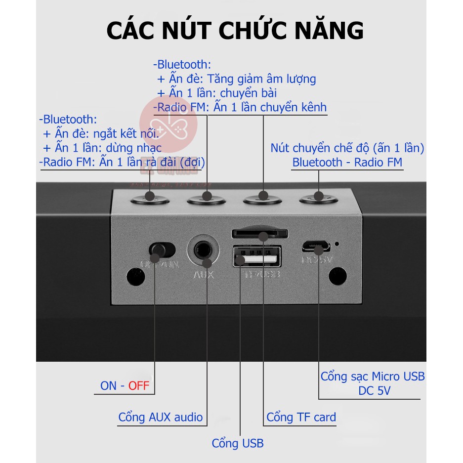 [Free Ship] Loa Thanh soundbar 2.2 Bluetooth E91 10W, Pin dung lượng lớn, âm thanh sống động, Hổ trợ thẻ nhớ,USB.