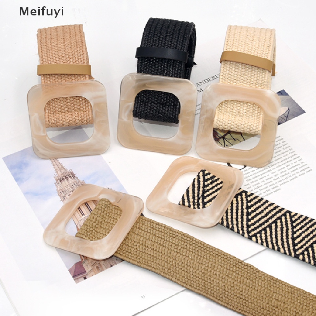 Thắt lưng bện dây khóa gỗ hình vuông phong cách Boho cổ điển VN439