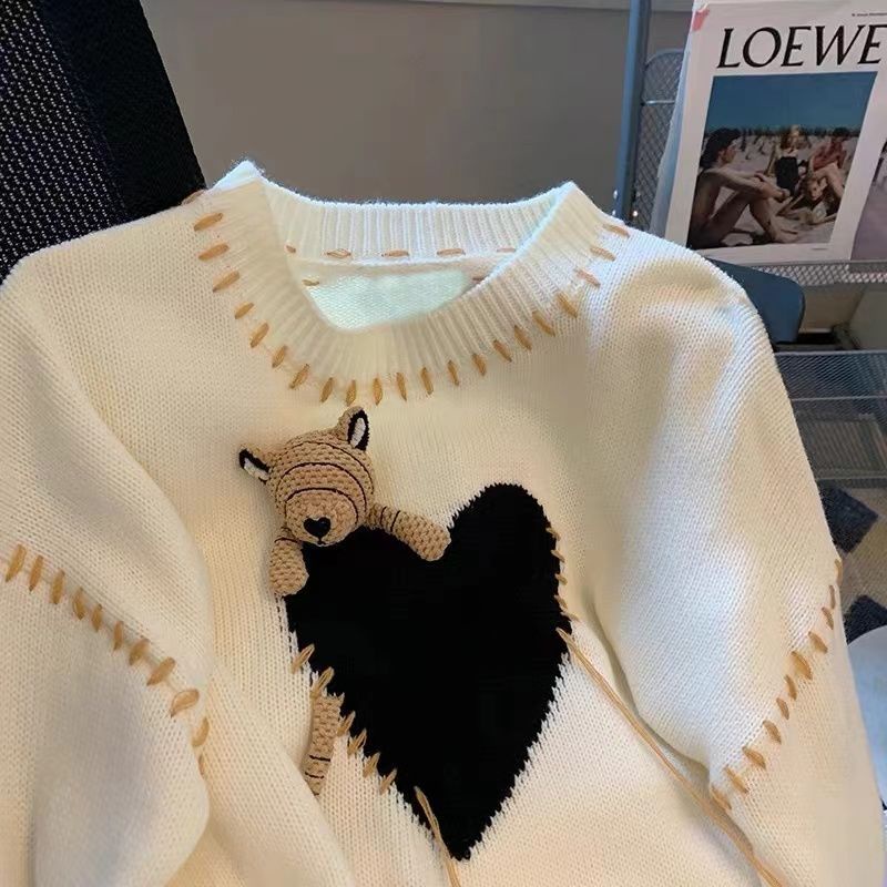 Áo Sweater Cổ Tròn Họa Tiết Gấu Xinh Xắn Dành Cho Nữ  tao bao
