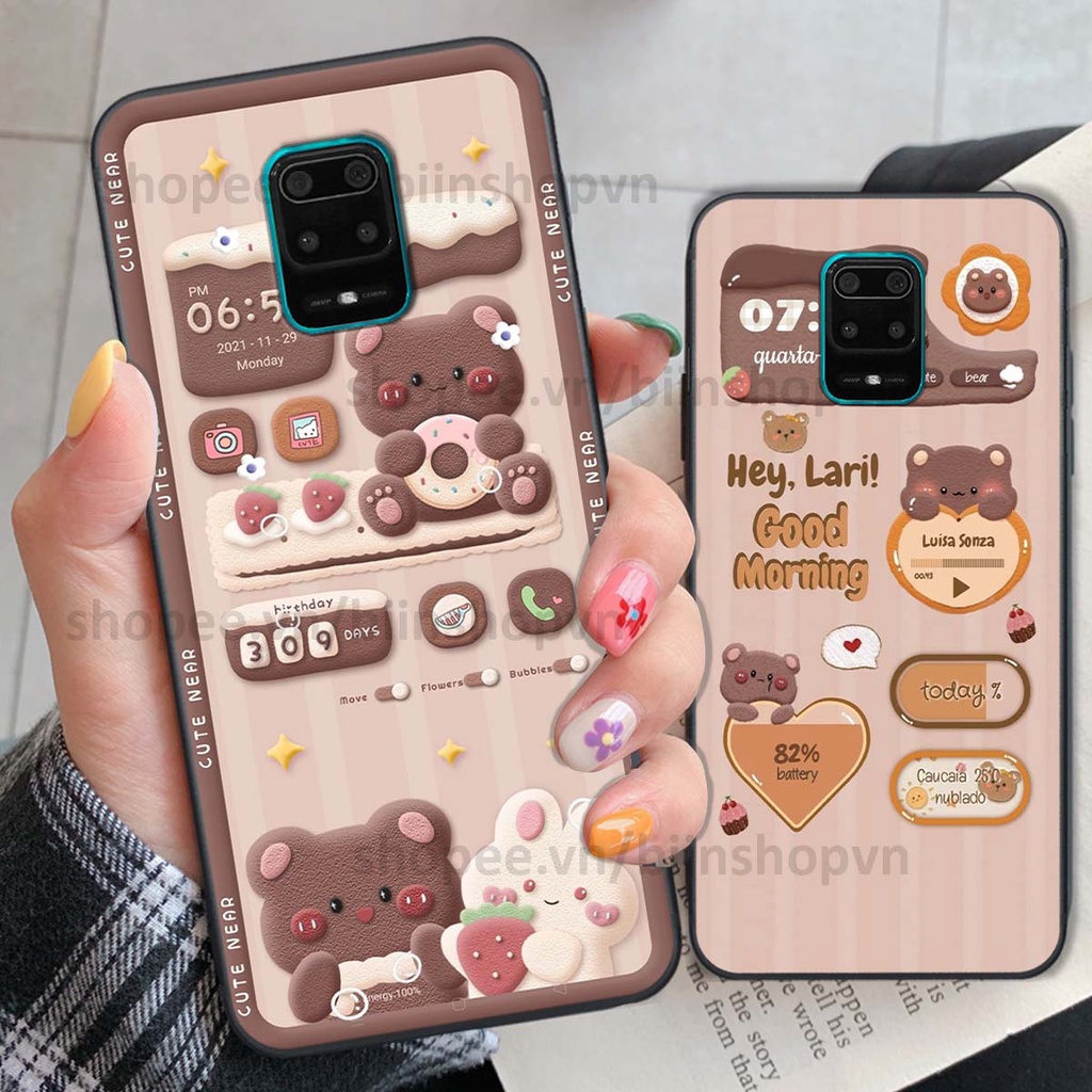 Ốp Xiaomi Redmi Note 9 / Note9s / Note 9 Pro in 3D icon gấu nổi siêu xinh, siêu đáng yêu, cá tính phong cách