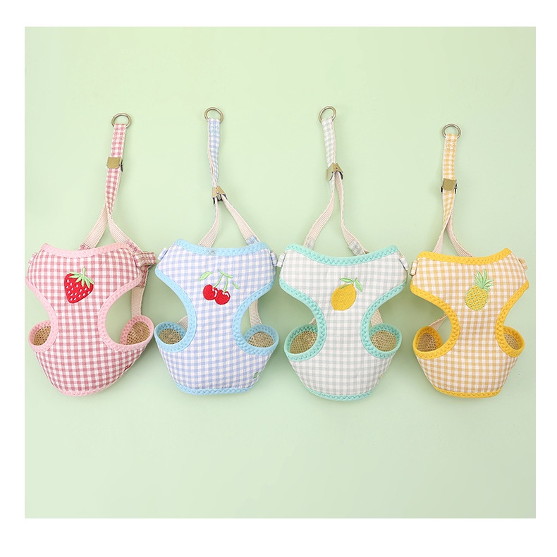 dây dắt yếm body thêu trái cây cho chó mèo