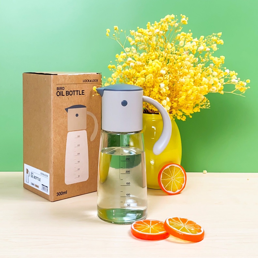 Bình đựng dầu ăn thủy tinh Lock Lock 300ml, bình rót dầu ăn Lock &amp; Lock chính hãng, chai đựng dầu thủy tinh