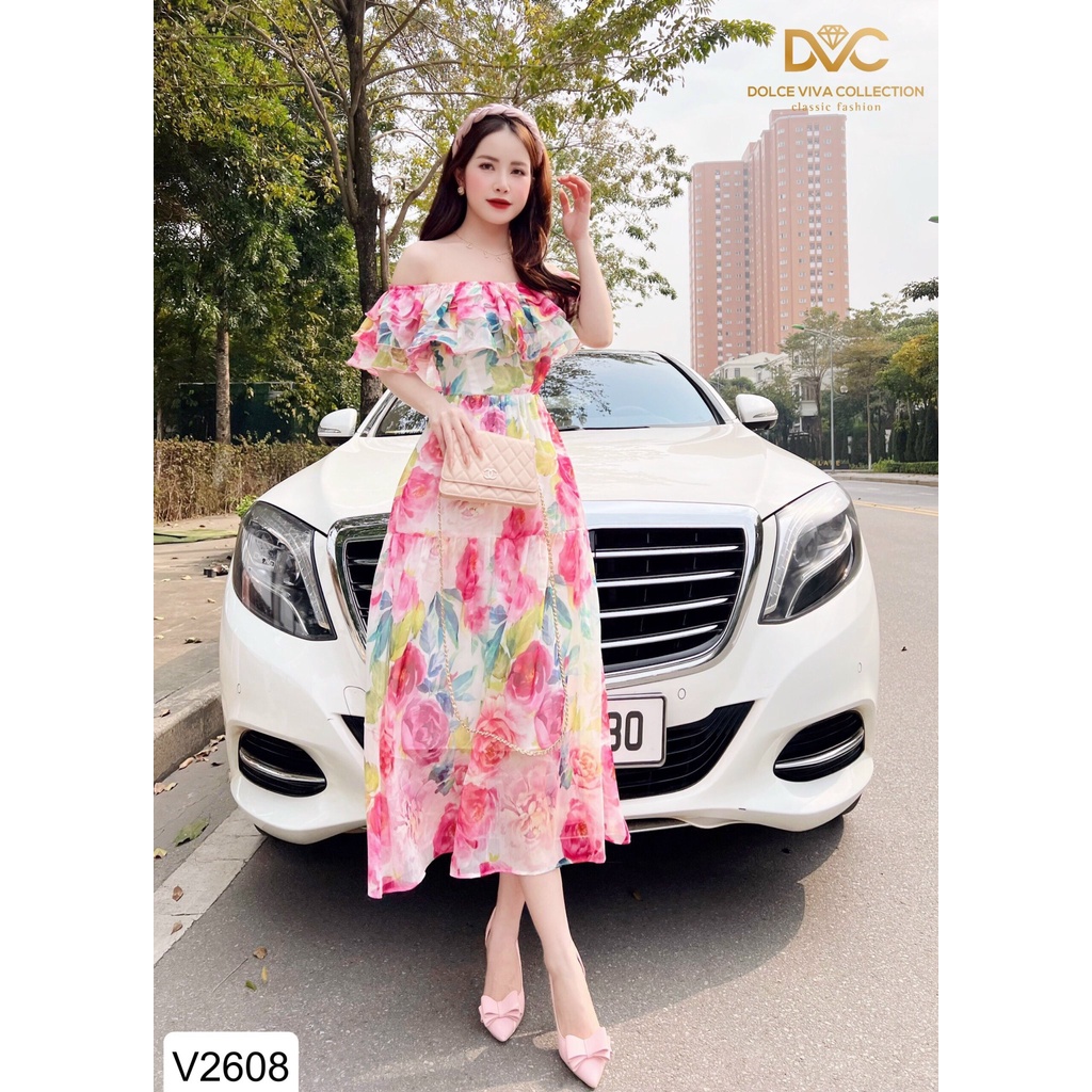 VÁY HOA MAXI TRỄ VAI V2608 - DOLCE VIVA COLLECTION