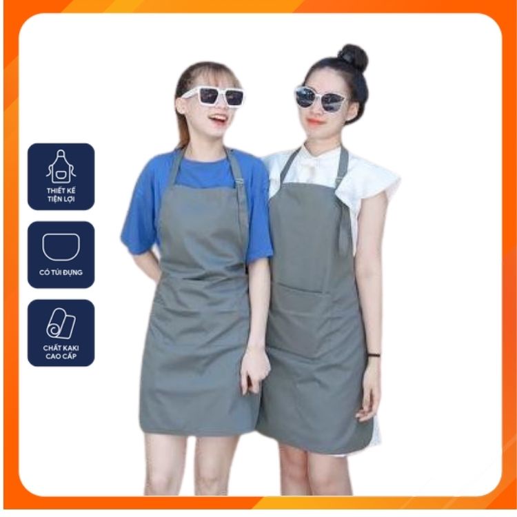 [Combo 2] Tạp dề yếm màu xám mới lạ - Tạp dề đồng phục đẹp cho quán cafe, nhà hàng - Form dáng thoải mái, hiện đại