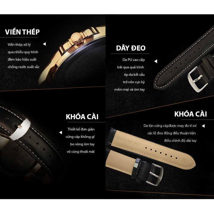 Đồng hồ nam YA03 YAZOLE dây da bền bỉ mặt tròn viền thép đẳng cấp | BigBuy360 - bigbuy360.vn