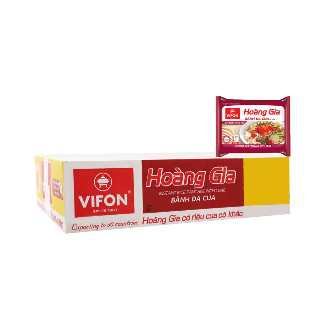 Thùng 18 gói bánh đa cua Vifon Hoàng Gia 120g