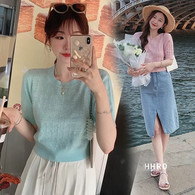 MS677 Áo len nữ mongtoghi cổ tròn kiểu dáng Hàn Quốc