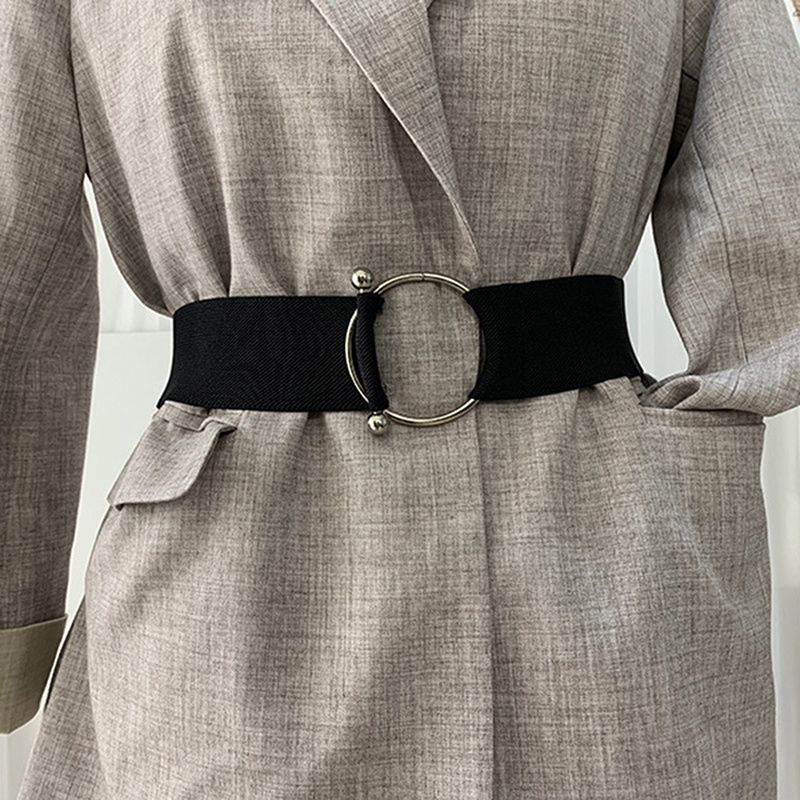 Dây thắt lưng chất liệu co giãn thiết kế vòng khóa tròn thời trang dành cho nữ