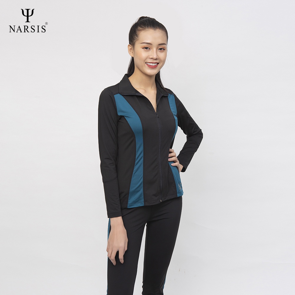 Bộ đồ thể thao nữ M0027 Narsis màu đen phối xanh kéo khóa thiết kế trẻ trung năng động