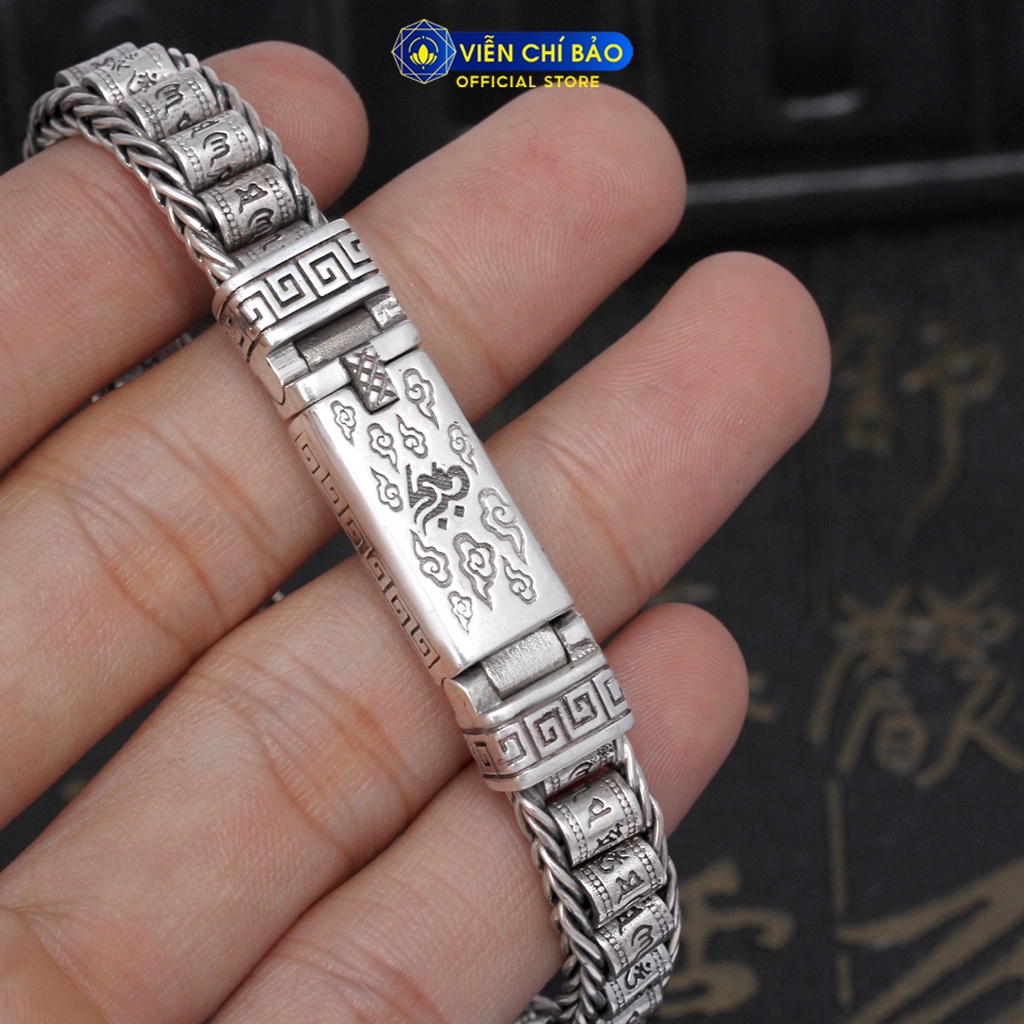 Lắc tay bạc nam Lục Tự Bình An chất liệu bạc Thái 925 thời trang phụ kiện trang sức Viễn Chí Bảo L100123