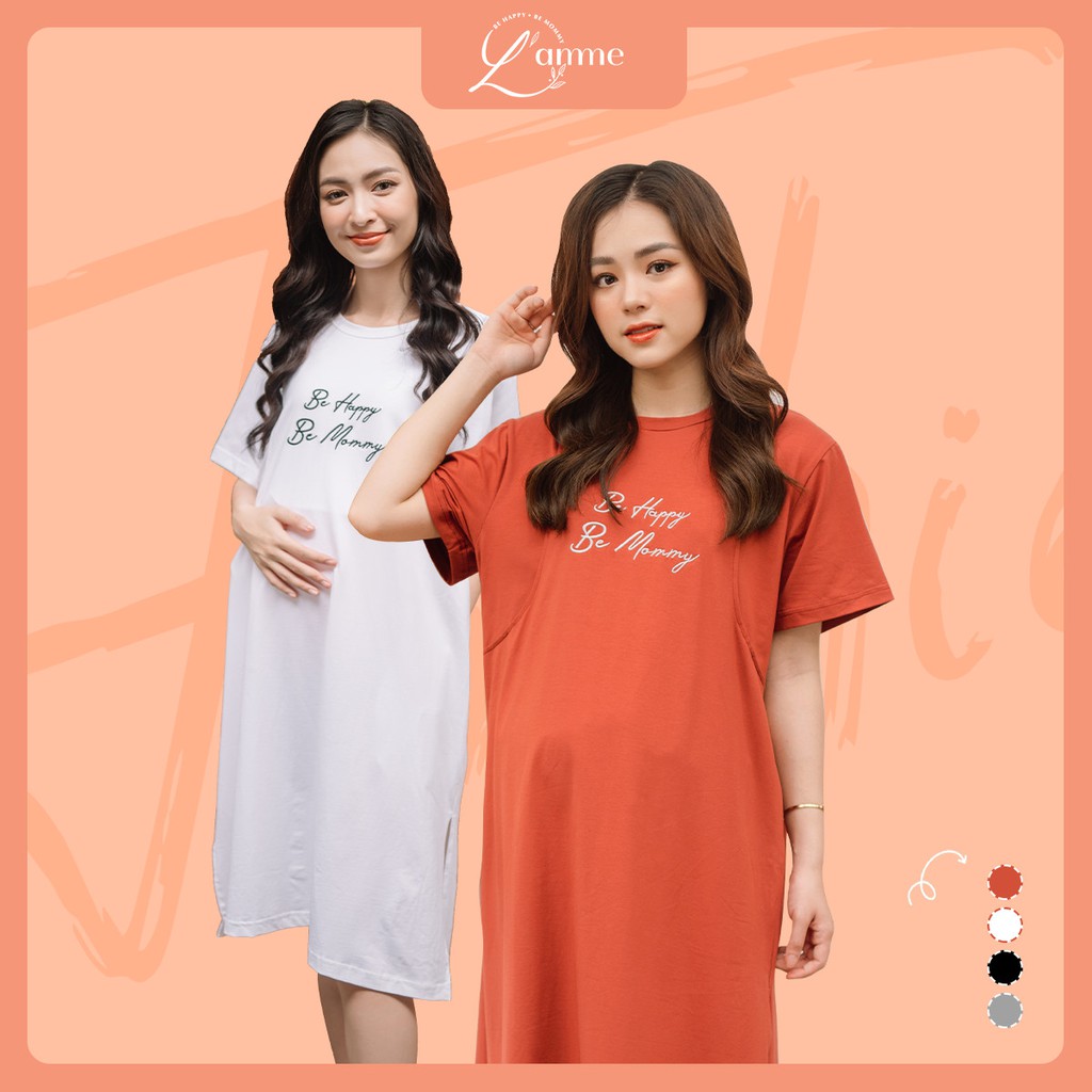 Váy bầu đẹp Mommy Dress có chỗ cho bé tuti thấm hút mồ hôi tốt thiết kế bởi LAMME