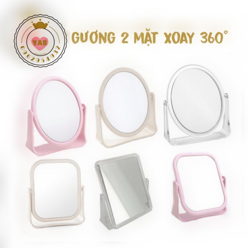 Gương Trang Điểm Để Bàn 2 Mặt Gương Xoay 360 độ Tiện Dụng (giá sỉ)