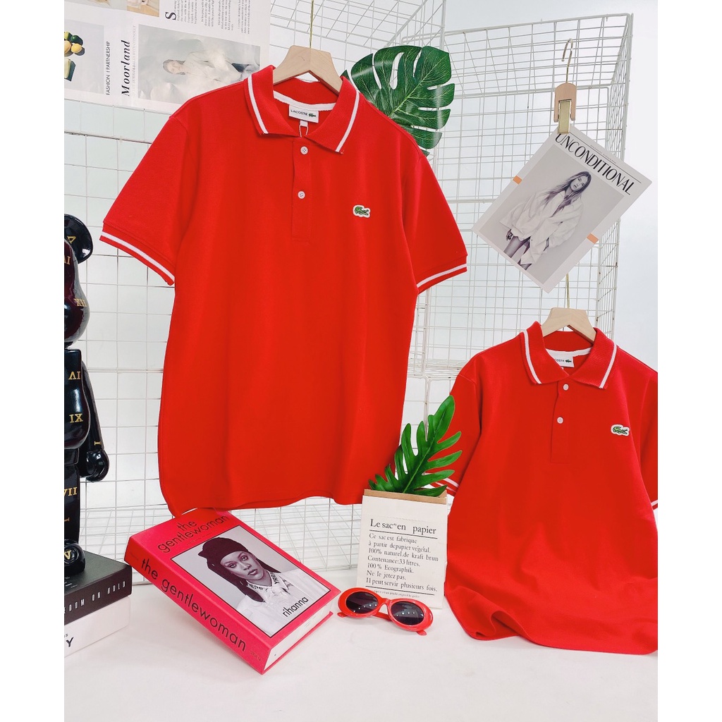 Nhiều mẫu - Áo polo nữ ngắn tay viền sọc 3 màu trắng, xanh đen, đỏ chất thun cá sấu cực đẹp