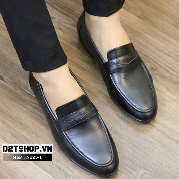 Giày lười nam da nhám đai khoét đơn giản , rẻ và đẹp