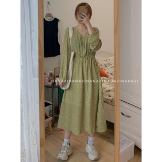 Váy hoa nhí dáng dài cổ tim