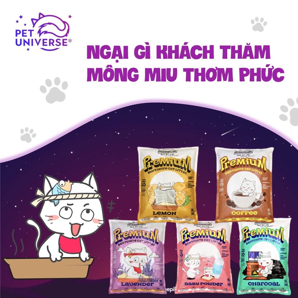 Cát cho mèo Meowcat bentonite 5L mùi thơm, vệ sinh cho thú cưng Con Mèo Xiêm