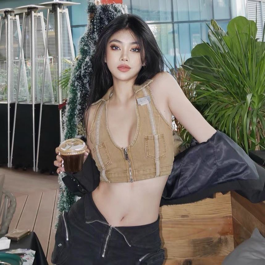 Áo Denim Không Tay Thời Trang Quyến Rũ Cho Nữ