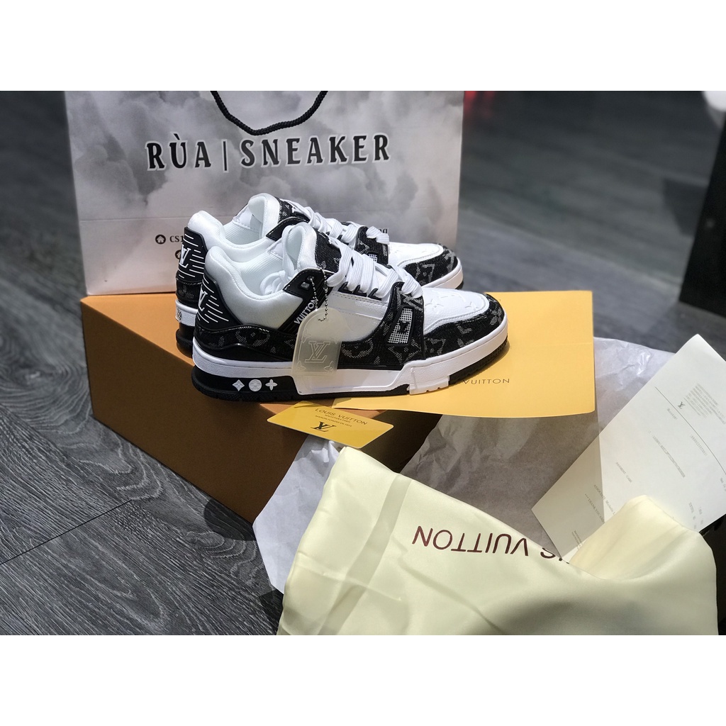 Siêu Phẩm Giày Thể Thảo Sneaker L.V Trai.ner  WHI.TE B.LACK SIêu Xinh Cao Cấp Ảnh Thật + freeship + Tặng Tất