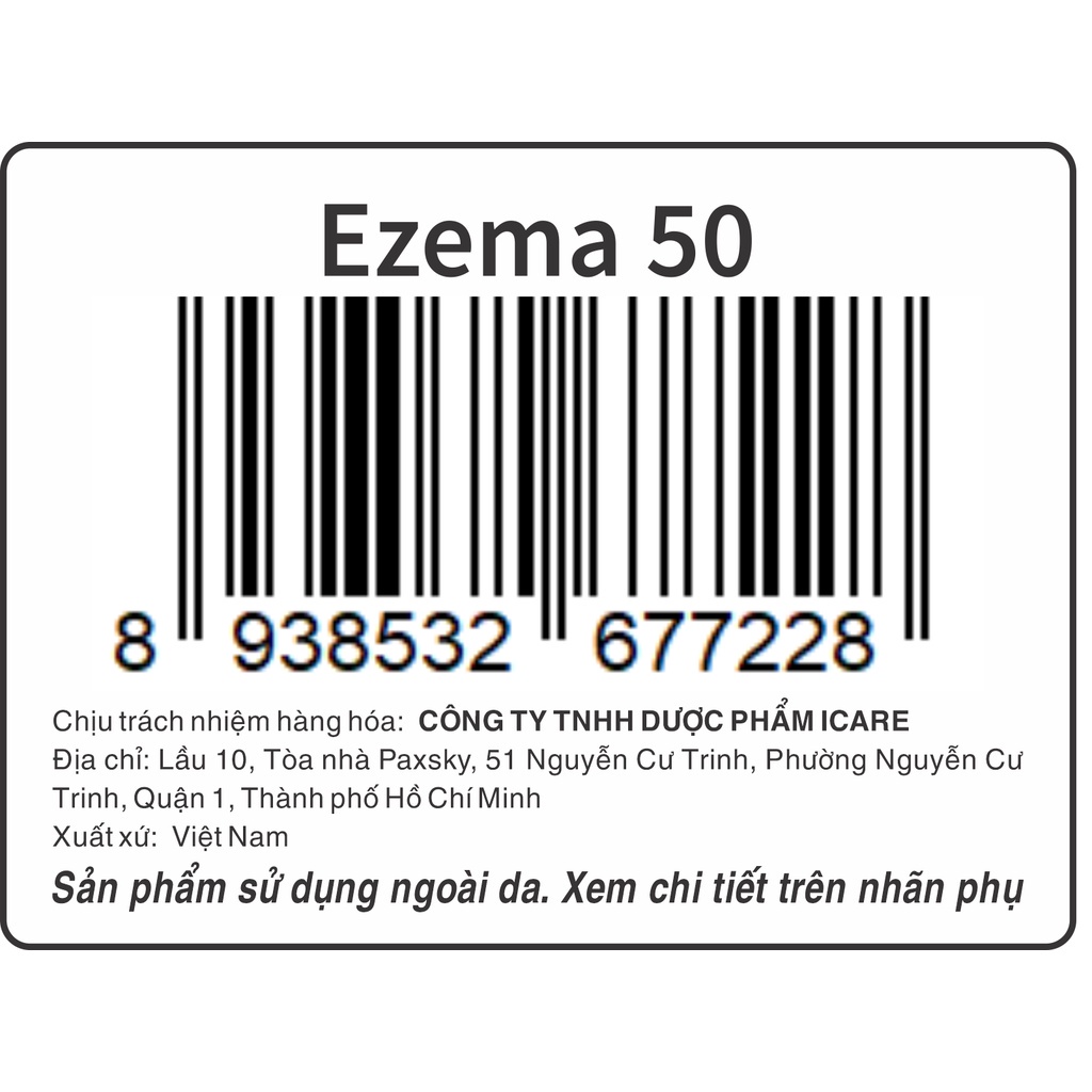 Ezema 50 iCare Pharma Cao dược liệu giảm nấm da đầu chiết xuất từ Gurjun Ấn Độ 50g