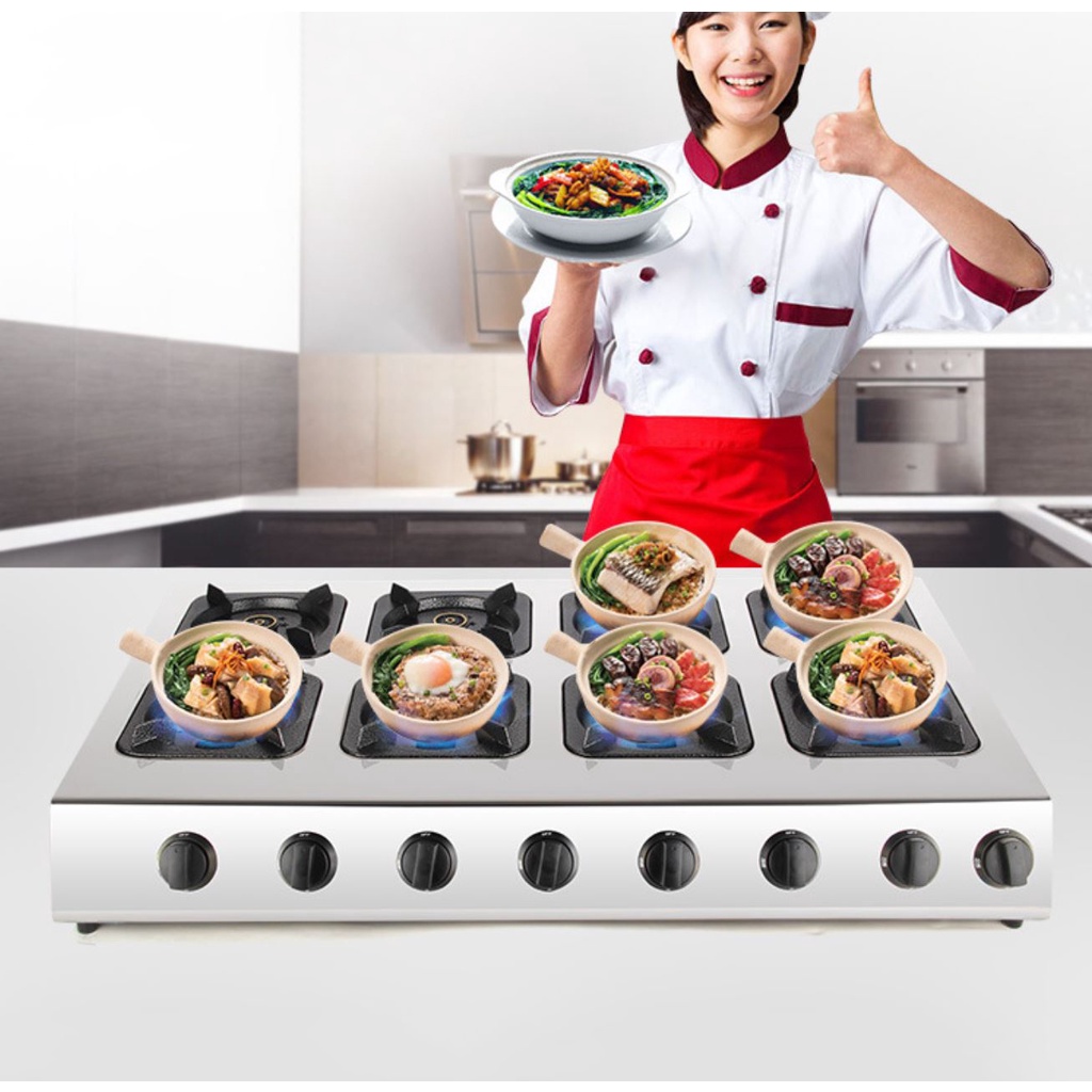 Bếp ga 8 họng, 8 cửa công nghiệp, bếp gas mì cay cấp độ