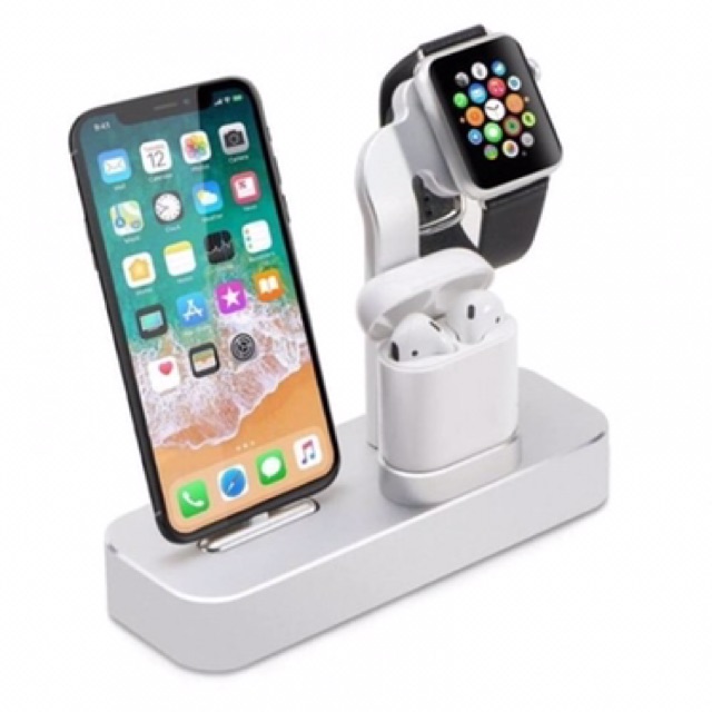 Đế Sạc Coteetci 3 in 1 nhôm nguyên khối iPhone/ iWatch/ Airpods Chính Hãng Coteetci - Dock sạc