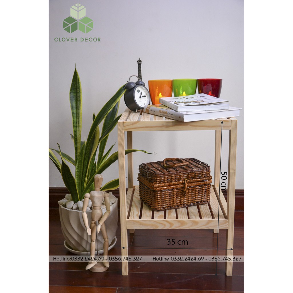 Tab Đầu Giường 2 Tầng  Gỗ Thông- Clover Decor - Phong cách Hàn Quốc | BigBuy360 - bigbuy360.vn