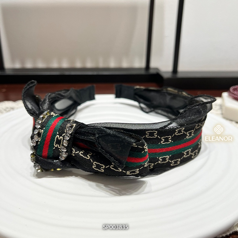 Băng đô cài tóc nữ Eleanor Accessories bọc vải đính đá phụ kiện tóc 3835