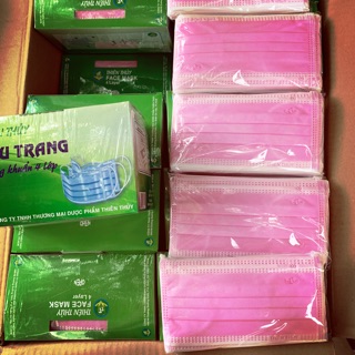 Hộp 50 cái khẩu trang kháng khuẩn 4 lớp Thiên Thuỷ màu hồng