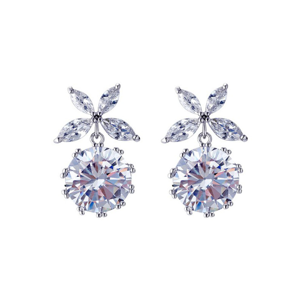 Khuyên tai đính đá phong cách Hàn Quốc s925