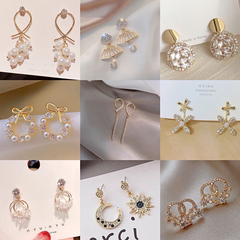 Bộ Khuyên Tai Hình Chữ Thập Đính Ngọc Trai Và Bướm Phong Cách Hàn Quốc Kiểu Dáng Mới 2022
