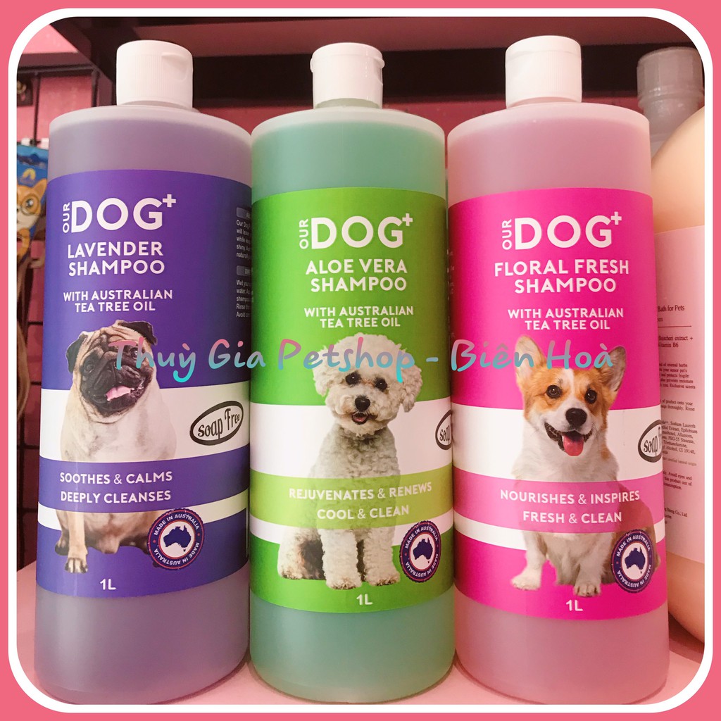 Dầu tắm Úc Our Dog 1L - Sữa tắm thơm, dưỡng lông, khử mùi hôi dành cho chó, mèo 1 lít