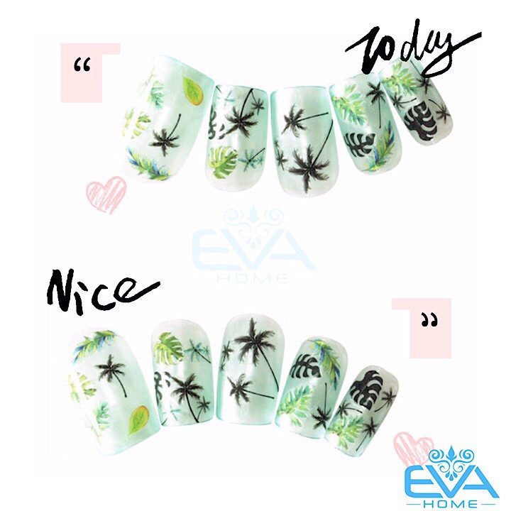 Miếng Dán Móng Tay 3D Nail Sticker Tráng Trí Hoạ Tiết Cây Dừa tropical coconut palm trê F183