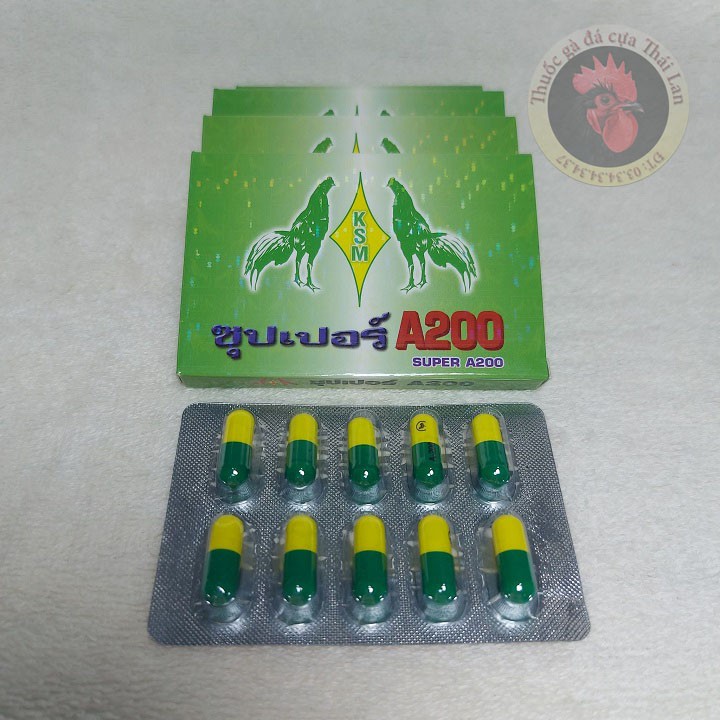 [thuốc gà đá trị tan] - {SUPER A200 - thuốc tan} - 1 hộp / 10 viên