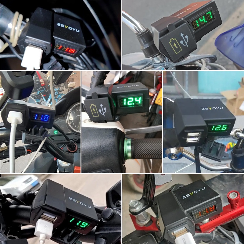 Bộ sạc nhanh QC3.0 12-24V USB chống thấm nước có công tắc cho xe máy