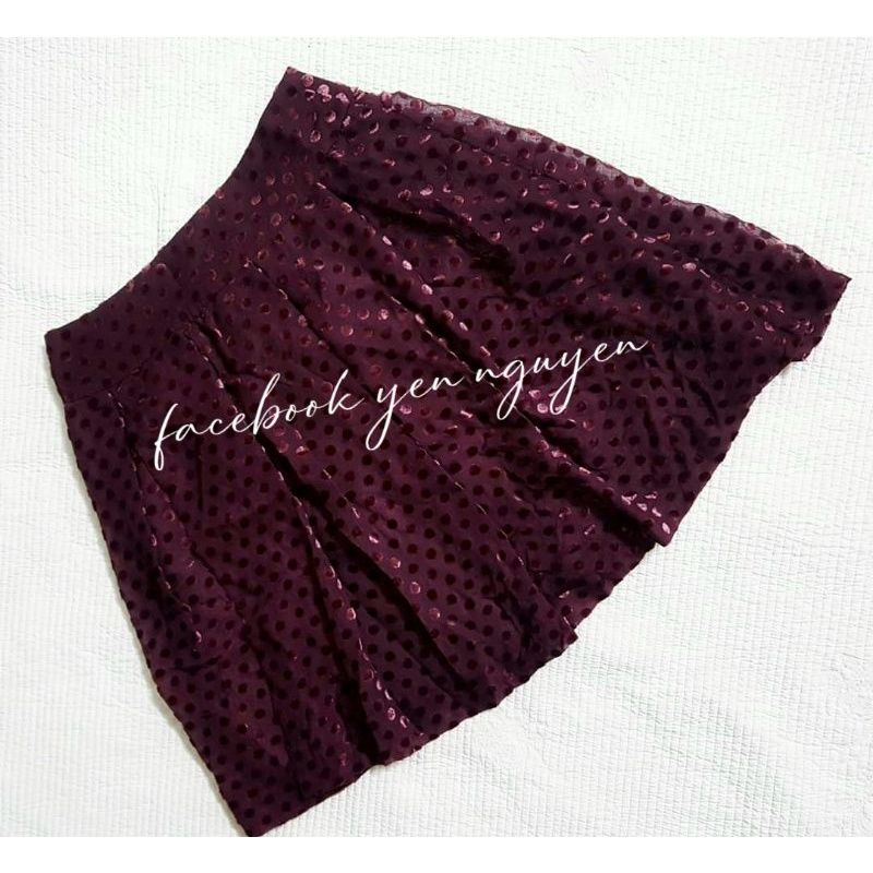 /UNIQLO Authentic⤑Chân váy nhung dáng xòe chấm bi