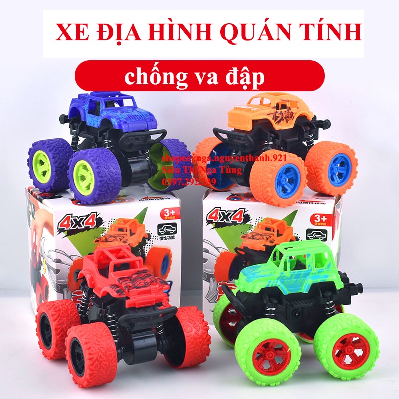 Ô tô địa hình bánh to, xe quán tính nhiều màu sắc, chất liệu nhựa bên đẹp an toàn cho bé