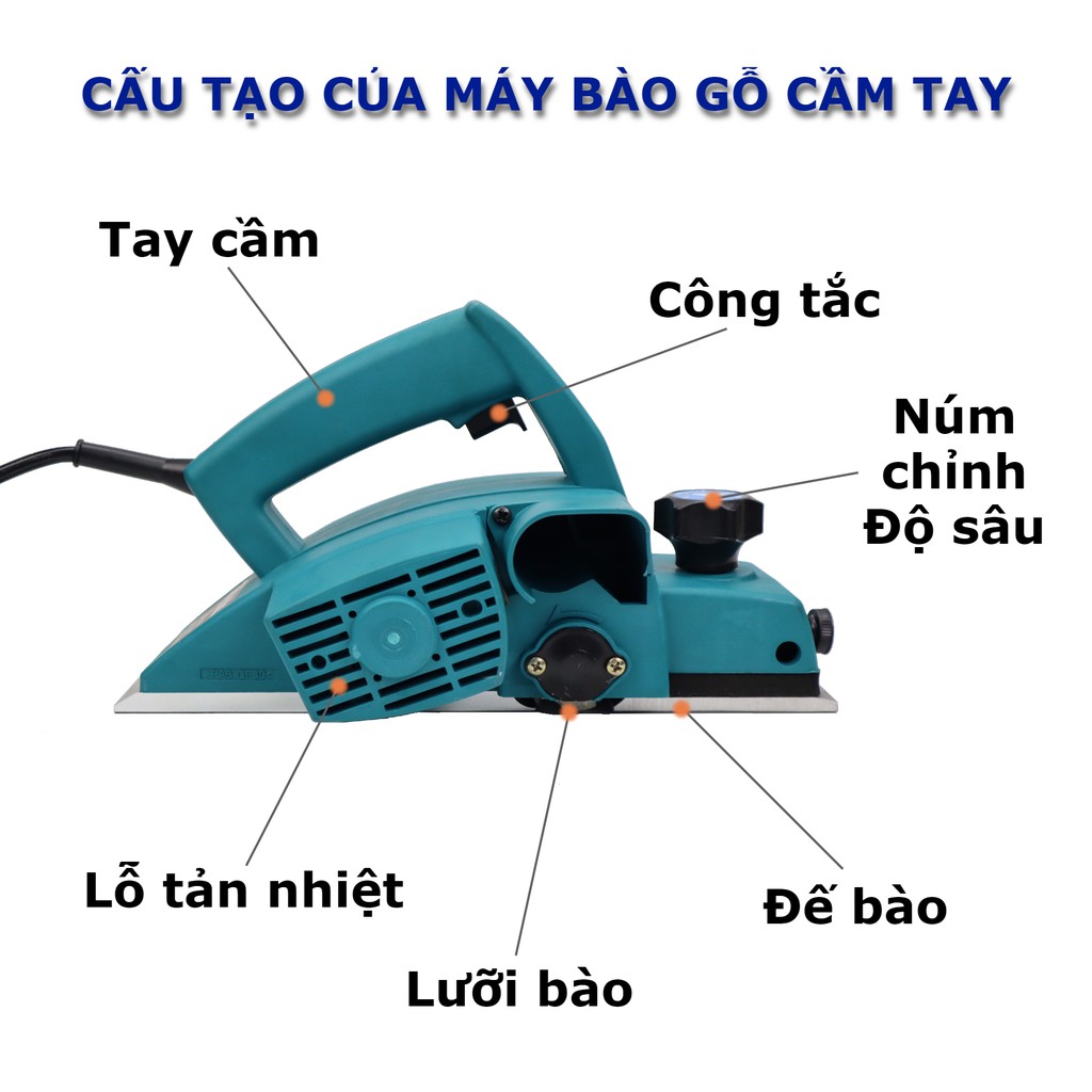 Máy bào gỗ cầm tay Makita N1900B 1100W 82mm tặng kèm phụ kiện