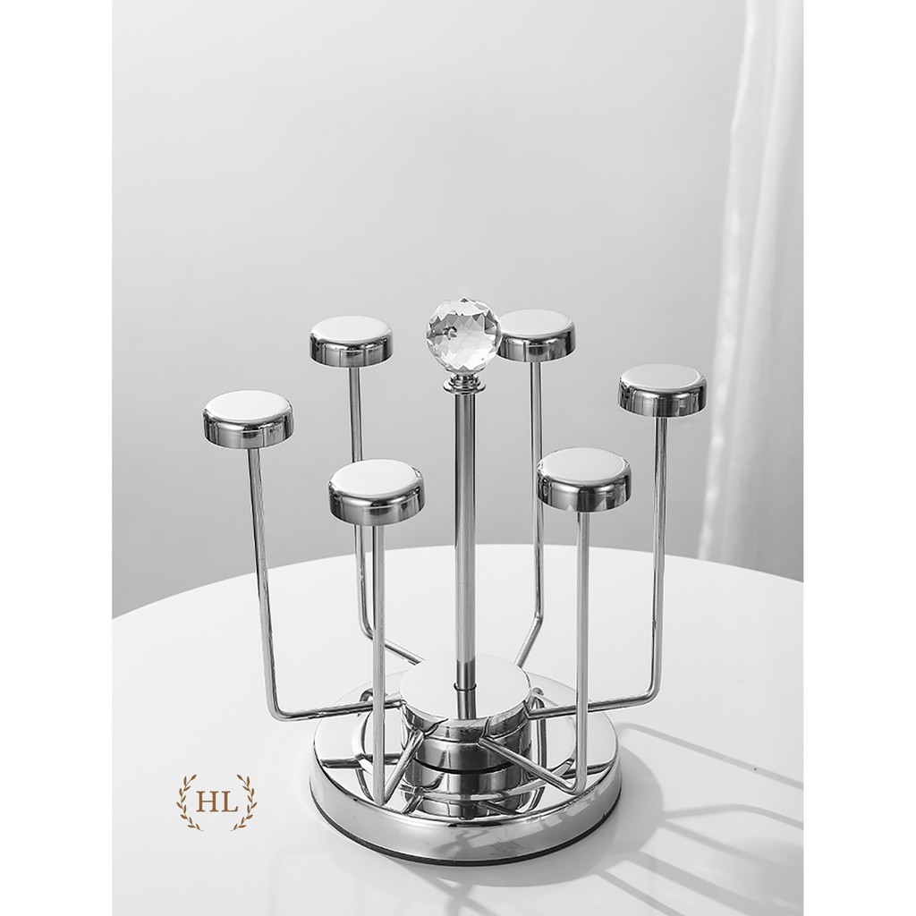 Giá úp cốc xoay 360 độ | ÚP CỐC INOX XOAY | ÚP LY INOX TRÒN CHỐNG HAN GỈ DECOR | Kệ úp ly chén cao cấp Tròn Xoay