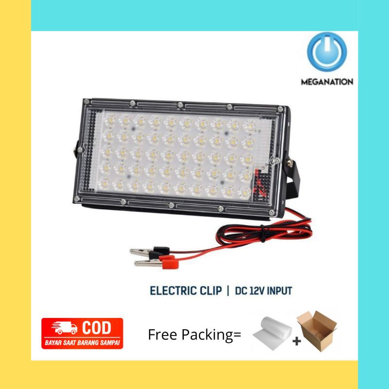 Đèn Pha LED 12V DC 50W 12V 50W + Cáp AKI Ánh Sáng Trắng